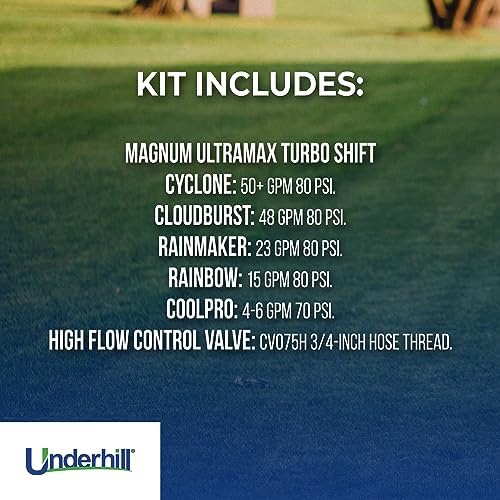 Underhill NozzleLocker Garden Water Hose Nozzle Kit, Sprayer, Jet, Fog, Mister, Heavy-Duty Metal and Rubber, with 1 InchMagnum UltraMax Turbo Shift Nozzle, HP-K5 - Image 4