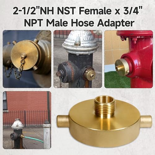 2-1/2""NH NST Female x 3/4"" NPT Male Fire Hydrant Adapter, Fire Hydrant Hose Adapter Brass Fire Equipment for Fire Hose or Hydrant with Pin Lugs, 2PCS, Gold - Image 3