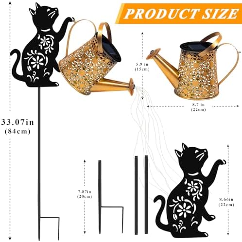 Solar Garden Lights Outdoor Decor, Cat Watering Can Lights for Yard, 2 Pack - Image 5
