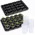 homenote 2 Pack 20 Cell Seed Starting Trays with 40 Clear 3 Inch Plant Pots by HOMENOTE