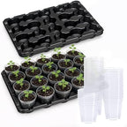 homenote 2 Pack 20 Cell Seed Starting Trays with 40 Clear 3 Inch Plant Pots by HOMENOTE