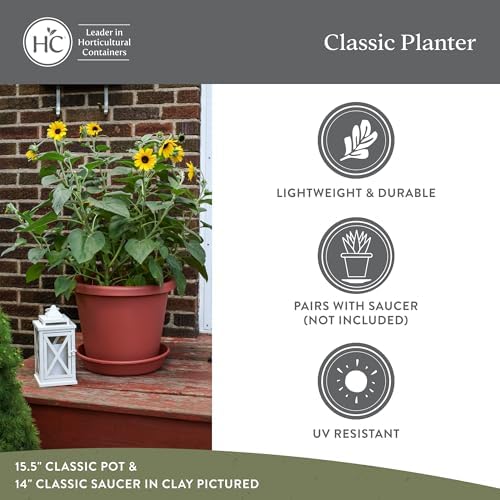 The HC Companies Classic Round Planter Pot, 17 Inch, Clay, 2-Pack - Image 4