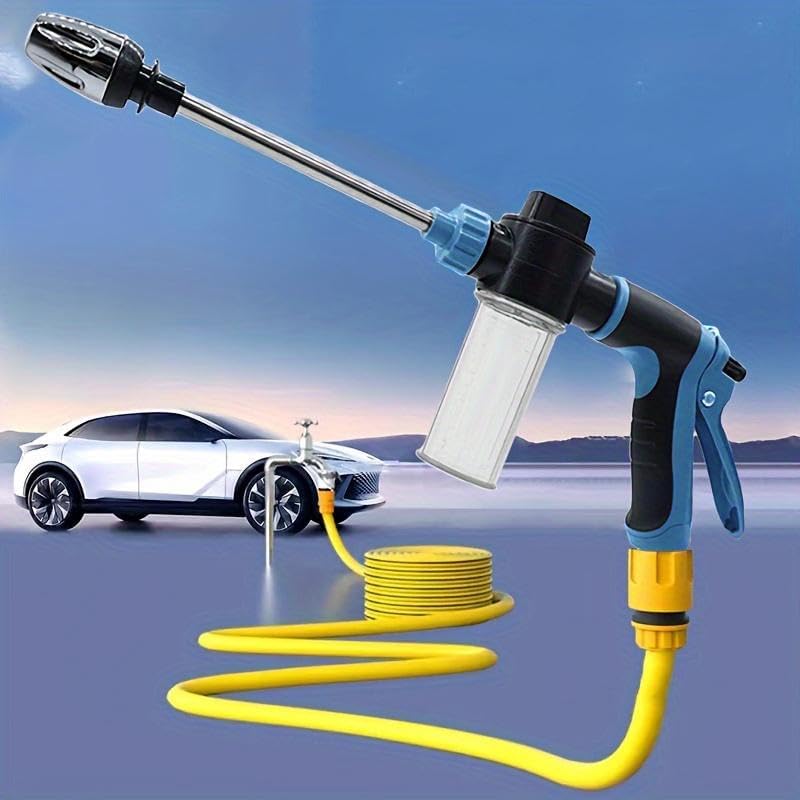 High Pressure Spray Gun & Foam Cannon 2-in-1-360° Adjustable Nozzle, Fits 3/4" US Garden Hose, for Car Washing, Pet Bathing, Yard Cleaning (Effortless Trigger Design) (green nozzle (without hose)) - Image 2
