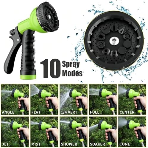Retractable Garden Hose Reel - 1/2" x 50ft Wall Mounted Hose Reel with 10-Function Sprayer Nozzle, UV Resistant, 180°Swivel Bracke, Slow Return System (50FT) - Image 3