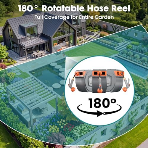OLIXIS Retractable Garden Hose Reel, 1/2'' x 130 ft Water Hose with Nozzle - Image 3