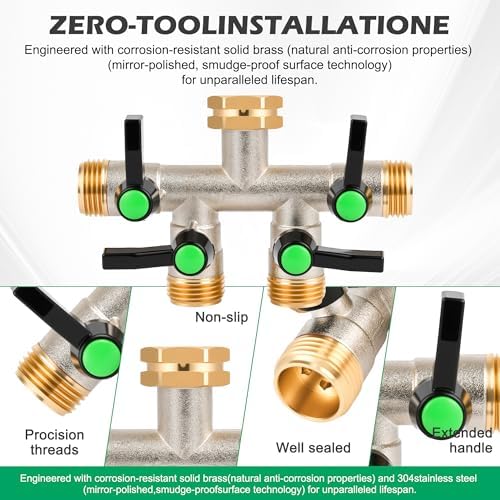 Love Is War 4 Way Hose Splitter Garden Outdoor Water Spigot Splitter - Image 2