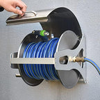 Stainless Steel Garden Hose Reel Cart with Cover & Hose for Household Car Washing - Wall-Mounted Watering Gun Organizer & Gardening Essentials - Image 2