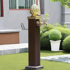 Stainless Steel Outdoor Water Column, Vertical Garden Fountain with Double Outlet Faucet & Spray Gun, Decorative Irrigation Feature for Backyard (Brown, 100cm/39.4in) by Unknown