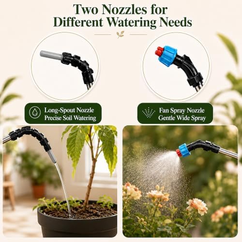High Reach Plant Waterer for Indoor Plants, Electric Hanging Plant Waterer with 25.6"–35.4" Telescoping Watering Wand, 2000mAh Rechargeable Indoor Plant Watering Device with 6.8 ft Hose & Spray Nozzle - Image 4
