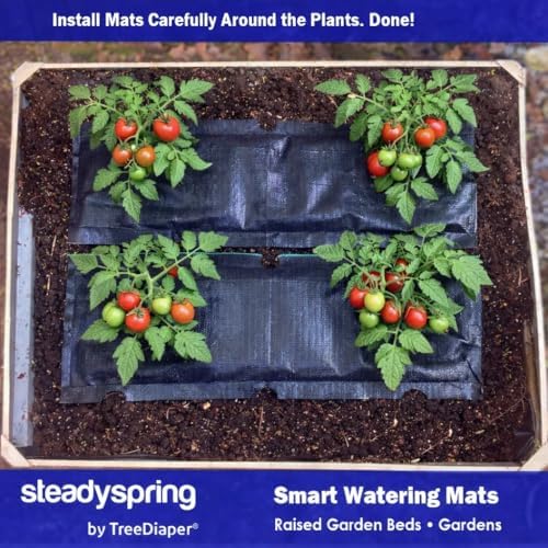 SteadySpring® Smart Watering Garden Mat for Raised Garden Beds 30-Day Irrigation Auto Refills with Rain for Gardens, Tomato Plants, Flowers (2-Pack) - Image 5
