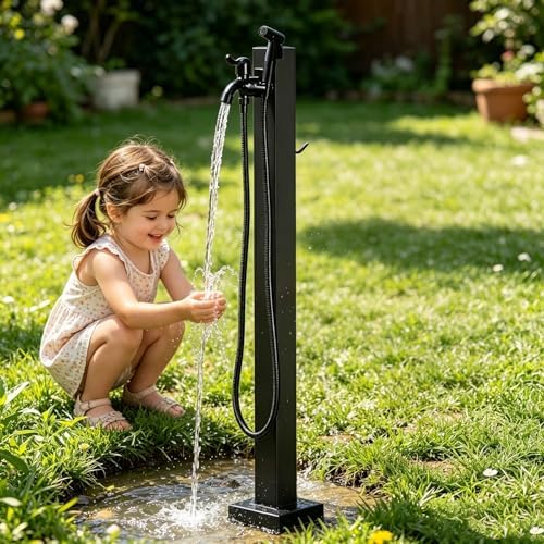 Outdoor Faucet Stainless Steel Garden Water Column Hose Stand, Freestanding Floor Mounted Hydrant Water Tap, Bottom Or Side Inlet/Freeze Proof(Style 3,Height: 95cm/37.4in) by Gaommini