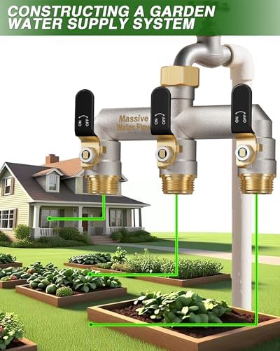3 Way Hose Splitter Heavy Duty, Garden Hose Splitter with 3 Long Handle, Full Flow Brass Nickel Plated Water Hose T Spigot Splitter Adapter Connector, 3/4 - Inch GHT Thread (Black) - Image 6