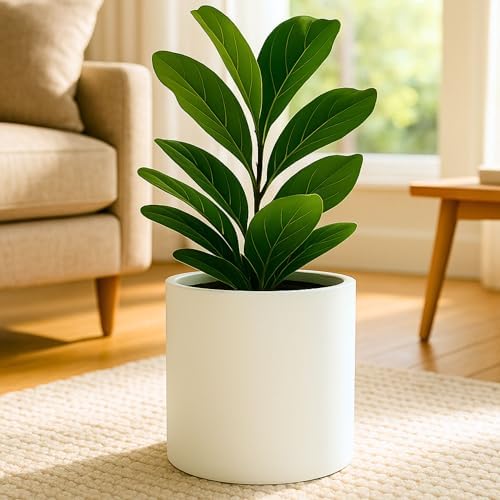 Fox & Fern Large Planter for Indoor or Outdoor, White Matte, 10 Inch by FoxFern