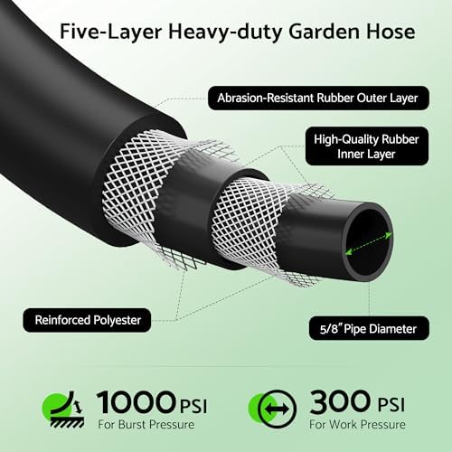 Heavy Duty Garden Hose 50 ft x 5/8", 5-Layer Hybrid Water Hose - Image 2