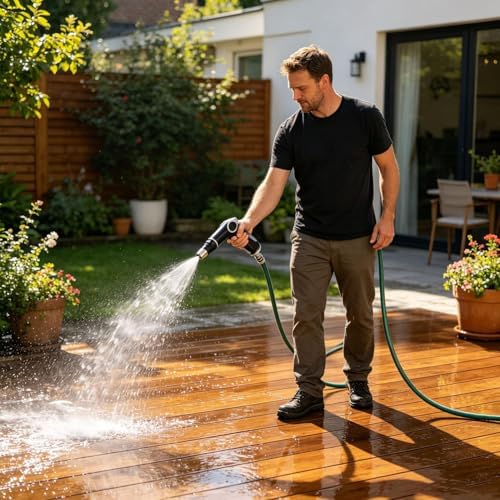Garden Hose Nozzle, Standard 3/4 Inch Threaded Connection Thumb Flow Control 360° Adjustable Spray Hose Nozzle Heavy Duty, High Pressure Trigger Control Hose Nozzle for Plants Lawn Garden Watering (A) - Image 6