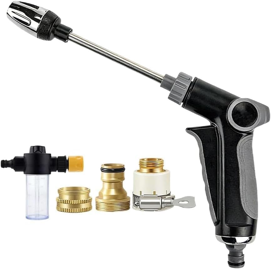 High Pressure Garden Hose Nozzle, Adjustable Pressure Washer Spray Gun for Hose, Universal 3/4-inch Power Jet Water Attachment with Foam Dispenser for Car Wash, Patio, Pets, No Electricity (Set C) by SEPSUMMER