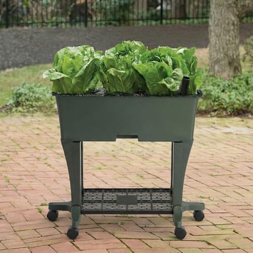 EarthBox Raised Garden Bed with Legs – Elevated Self Watering Planter Box with Wheels, Storage Shelf, Premium Plant Food, Easy Assembly, Made in USA, Dark Green - Image 5