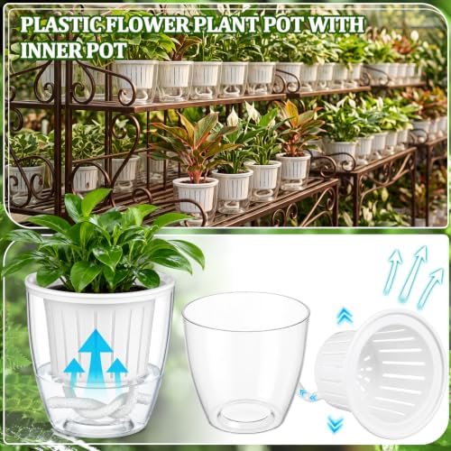 Self Watering Plant Pots, 4.3'', Transparent White, 18 Pcs - Image 5
