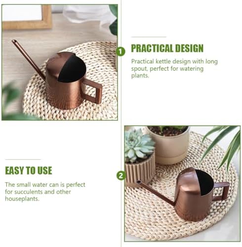 Stainless Steel Watering Can Long Spout 300ml Household Gardening Tool for Succulents and Indoor Plants Bronze Metal Watering Pot for Precise Flower Irrigation - Image 5