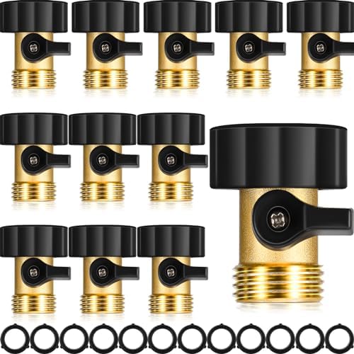 Tudomro 10 Pack Garden Hose Shut Off Valve Durable Heavy 3/4 Brass Shut Off Valve for Garden Hose with Extra Pressure Washer Water for Household Cleaning by Tudomro