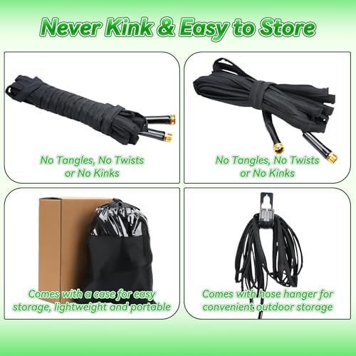 Non-Expanding Garden Hose 100FT, Lightweight Flexible Hose with 10 Function Nozzles, Leak-Proof Metal Interface, Kink Free, Wear-Resistant, Outdoor Long Hose Pipe for Car Wash, Yard, Lawn - Image 5