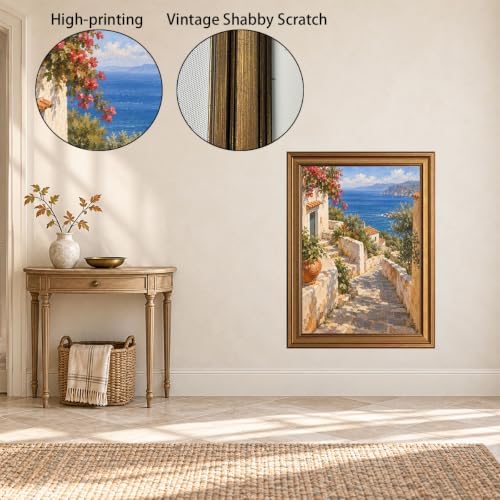 Stone Path Through Coastal Village Gold Framed Poster for Farmhouse Art - Image 3