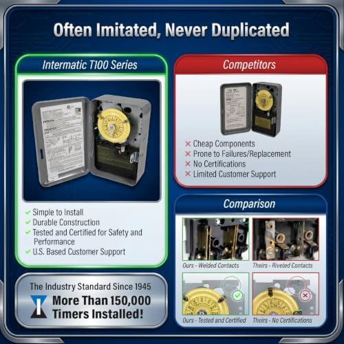 Intermatic T101R 24-Hour Mechanical Timer Switch, 120V SPST, Type 3R - Image 3