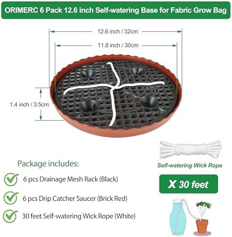 6 Pack 12.6 inch Self Watering Base for 1-5 Gallon Fabric Pot, Automatic Watering Tray System for Non-woven Grow Bag, Plastic Elevated Plant Flower Saucer Stand Growth Tent Greenhouse Indoor Outdoor - Image 2