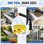 2026 New Multifunctional Car Wash Tool,High Pressure Hose Nozzle for Garden Hose,Metal Power Washer Wand with 360° Adjustable Spray,Brass Connector Trigger Lock for Car Washing (1set+49FT(15m) Hose) - Image 6