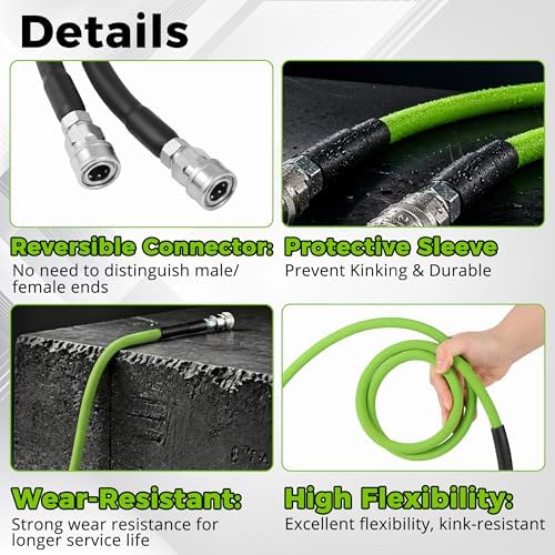 PWACCS Pressure Washer Hose 50 FT, 1/4" ID Steel Braided Power Washer Hose - Image 6