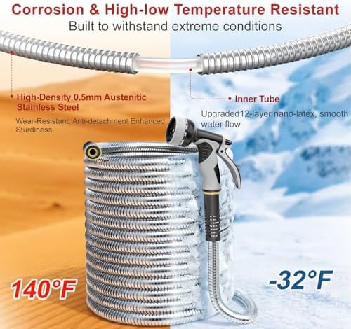 Lefree 200ft Heavy Duty Stainless Steel Garden Hose - Image 5