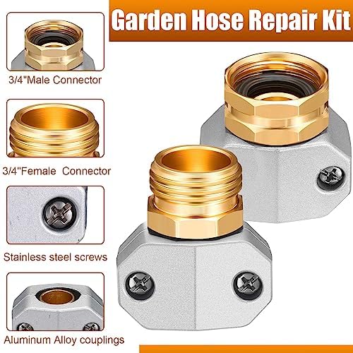 Therwen 8 Sets Garden Hose Repair Connectors Male Female End Kit - Image 3