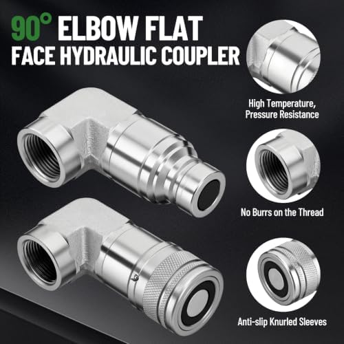 90° Elbow Flat Face Hydraulic Coupler, 1/2" Body Size x 3/4" NPT - Image 2