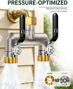 2-Way Garden Hose Splitter, Heavy-Duty Brass, 3/4" GHT, Black - Image 4