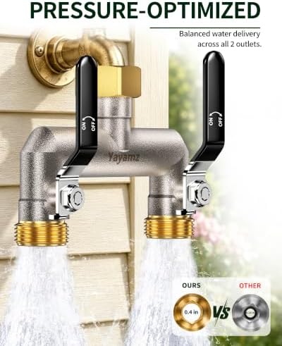 2-Way Garden Hose Splitter, Heavy-Duty Brass, 3/4" GHT, Black - Image 4