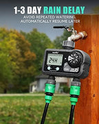 RAINPOINT Sprinkler Timer with 3 Different Programs, Hose Timer for Garden Hose with Rain Delay/Manual Watering/Automatic Irrigation System for Garden, 2 Outlet - Image 5
