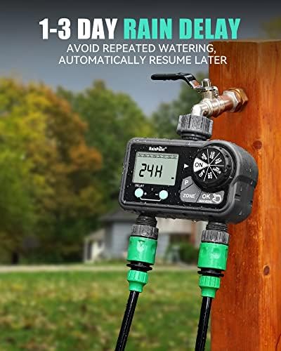 RAINPOINT Sprinkler Timer with 3 Different Programs, Hose Timer for Garden Hose with Rain Delay/Manual Watering/Automatic Irrigation System for Garden, 2 Outlet - Image 5