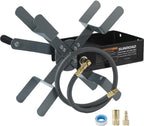 Manual Air Hose Reel with Hybrid Lead-in Hose, Heavy Duty Steel Wall Mount Hose Reel, Fits 100ft x 3/8" Hose, Hand Crank Hose Reel with 1/4" NPT 6-Ball Coupler, Brass Plug & Thread Seal Tape by SUNROAD