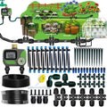 Drip Irrigation System with Water Timer for Garden,Main ID 1/2inch 32Ft and 1/4inch 136Ft Water Hose, 2-Zone Automatic Watering System Sufficient Water, Irrigation Dripper Waterflow Evenly Easy DIY by FesmTek