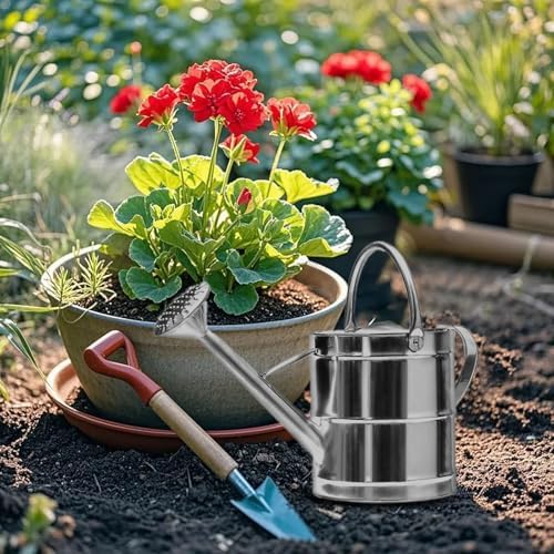 3 Gallon Metal Watering Can, Plants Stainless Steel Watering Pot with Long Spray Spout, Indoor Watering Can, Easy to Pour Flower Cans Outdoor Garden Large Capacity Ergonomic Handle, for Outdoors - Image 2