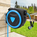 Retractable Garden Hose Reel, 1/2 Inch x 100 Ft Water Hose Reel Wall Mounted, Any Length Lock, Slow Auto-Rewind, 9 Function Spray Nozzle & 180° Swivel Bracket, Garden Watering, Hose Storage by Unknown