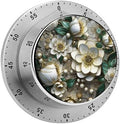 Mechanical Kitchen Timers for Cooking,Elegant Style Flowers Printed 60 Minute Magnetic Countdown Timer,Cute Cooking Timers with Alarm,Stainless Steel Time Timer Manual No Batteries Required by Unknown