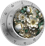 Mechanical Kitchen Timers for Cooking,Elegant Style Flowers Printed 60 Minute Magnetic Countdown Timer,Cute Cooking Timers with Alarm,Stainless Steel Time Timer Manual No Batteries Required by Unknown