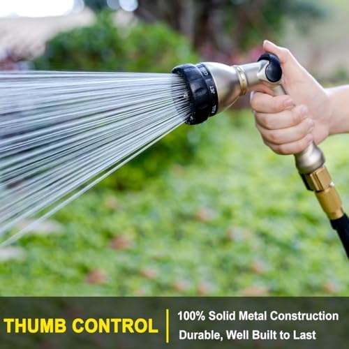 FANHAO Heavy Duty Garden Hose Nozzle + Metal Thumb Control Water Hose Sprayer - Image 5