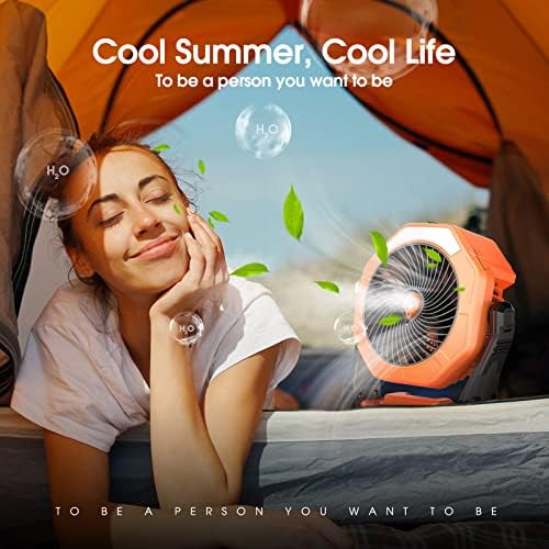 Ausic Portable Misting Fan for Outdoor Cooling, [16-65Hrs] Battery Powered Mist Fans with Water Misters & LED Lantern, 8-Inch, 250mL Tank, for Patios, Home, Outside, Camping, Outdoor&Indoor Use - Image 6