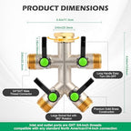 Love Is War 4 Way Hose Splitter, High-Flow Heavy Brass Garden Hose Splitter,4 Way Faucet Hose Splitter, 3/4", Hose Spigot Adapter With 4 Valves - Image 5