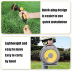 Retractable Garden Hose Reel with 9 Function Nozzle, Lockable Hose Storage Rack, 15m - Image 3