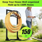 Garden Hose Holder, Super Stable Water Hose Holders Stand Holds 160-Feet Hose, Detachable Freestanding Hose Storage Hanger Rack for Outside Yard Lawn Farm, Black - Image 2