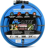 AG-LITE BSALONE15 1" x 15' Hot/Cold Water Rubber Garden Hose, 100% Rubber, Ultra-Light, Super Strong, 500 PSI, 50F to 190F Degrees, High Strength Polyester Braided, 2x Water Flow by BLUBIRD