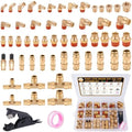 56 Pcs Brass DOT Air Line Fittings kit with Brass Bushings by XaXmTee